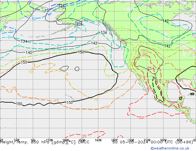 Geop./Temp. 850 hPa CMCC dom 05.05.2024 00 UTC