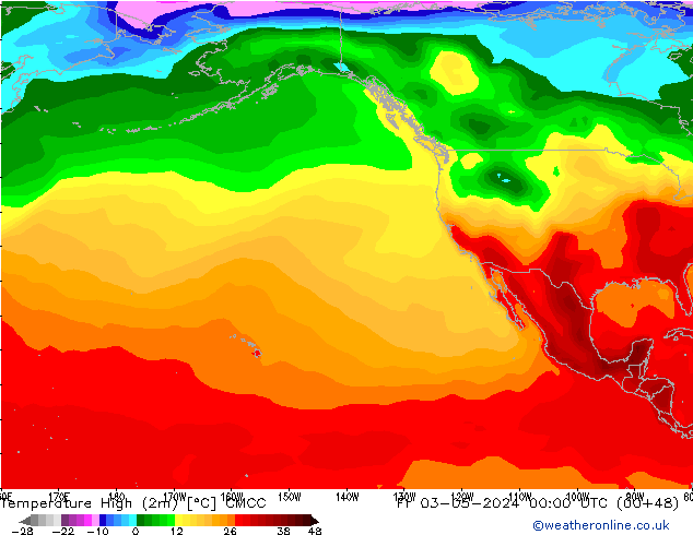 Temperature High (2m) CMCC Fr 03.05.2024 00 UTC