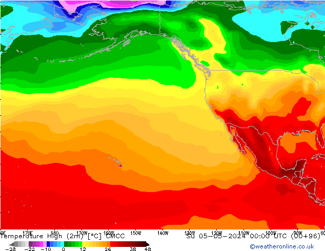 Temperatura máx. (2m) CMCC dom 05.05.2024 00 UTC