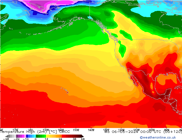 Nejvyšší teplota (2m) CMCC Po 06.05.2024 00 UTC