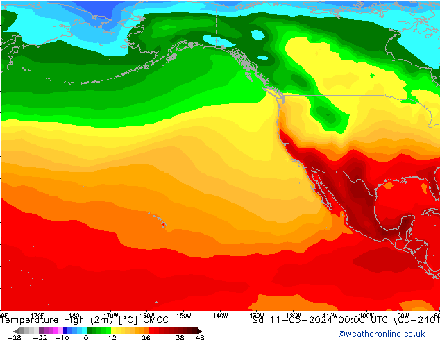 Nejvyšší teplota (2m) CMCC So 11.05.2024 00 UTC