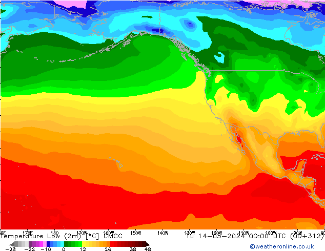 Min. Temperatura (2m) CMCC wto. 14.05.2024 00 UTC