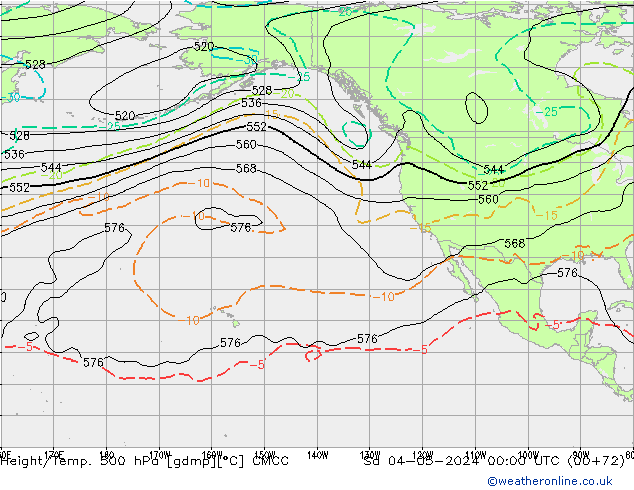 Géop./Temp. 500 hPa CMCC sam 04.05.2024 00 UTC