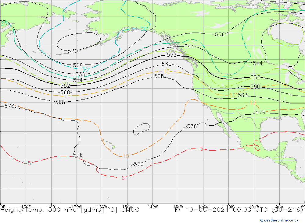 Height/Temp. 500 hPa CMCC Fr 10.05.2024 00 UTC