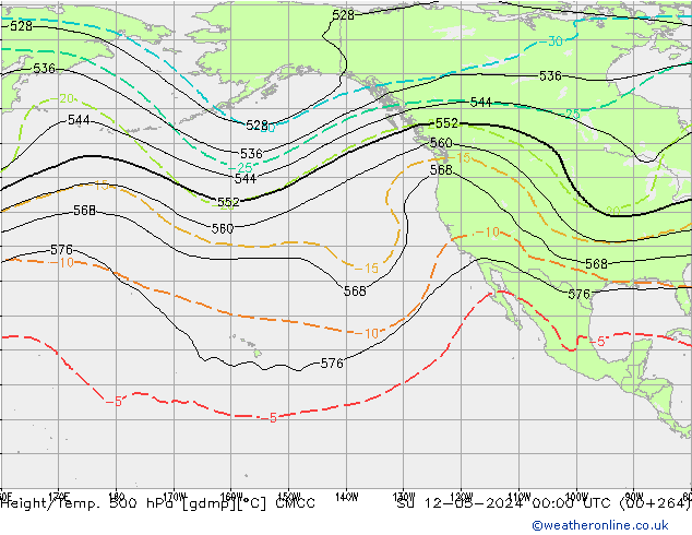 Height/Temp. 500 hPa CMCC dom 12.05.2024 00 UTC