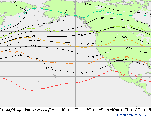 Height/Temp. 500 hPa CMCC sab 18.05.2024 00 UTC