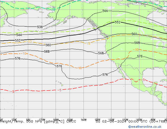 Height/Temp. 500 hPa CMCC Dom 02.06.2024 00 UTC