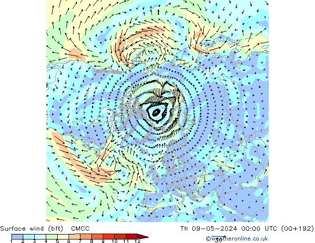 wiatr 10 m (bft) CMCC czw. 09.05.2024 00 UTC