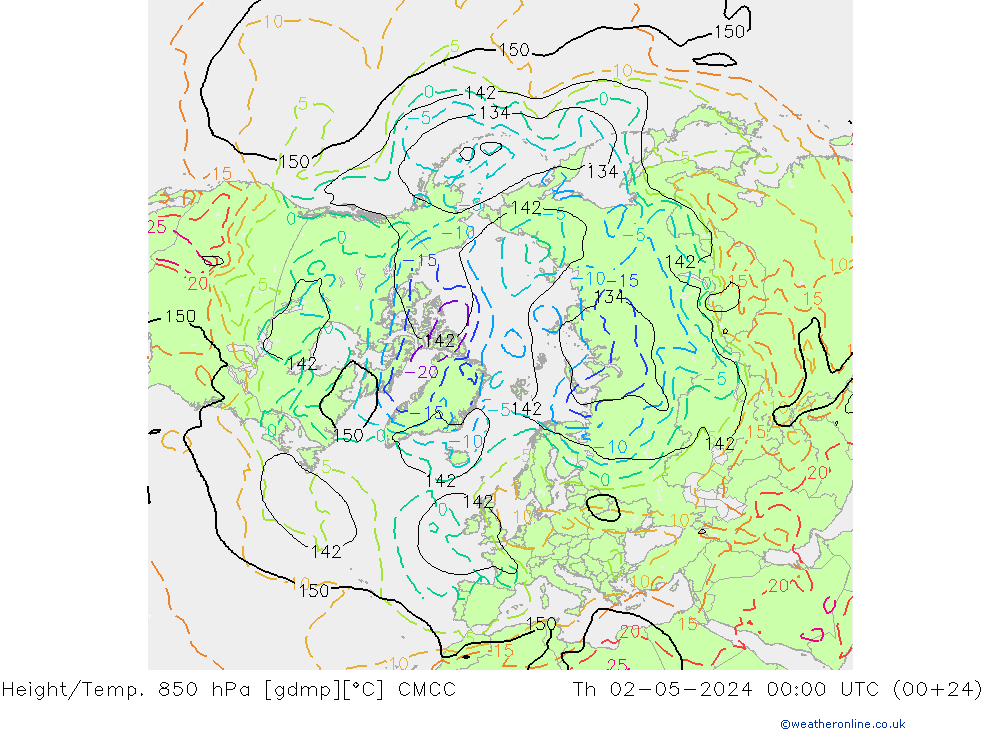 Height/Temp. 850 hPa CMCC  02.05.2024 00 UTC
