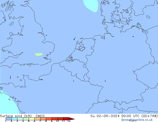 Bodenwind (bft) CMCC So 02.06.2024 00 UTC