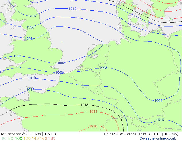 джет/приземное давление CMCC пт 03.05.2024 00 UTC