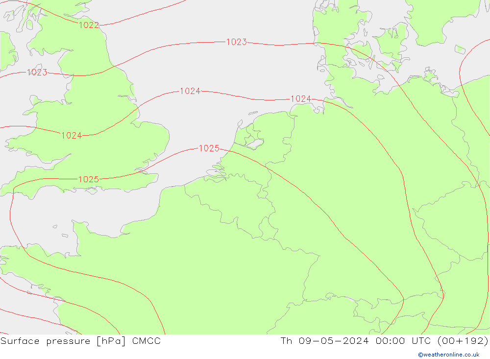 Pressione al suolo CMCC gio 09.05.2024 00 UTC