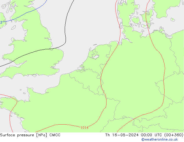 Pressione al suolo CMCC gio 16.05.2024 00 UTC