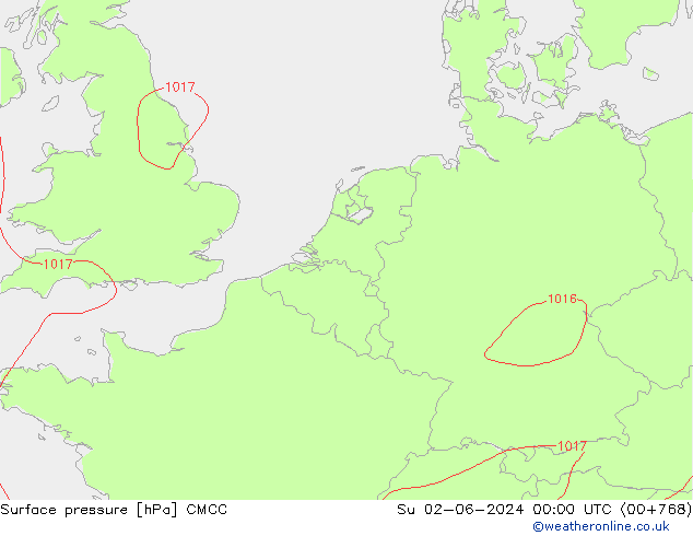 Atmosférický tlak CMCC Ne 02.06.2024 00 UTC