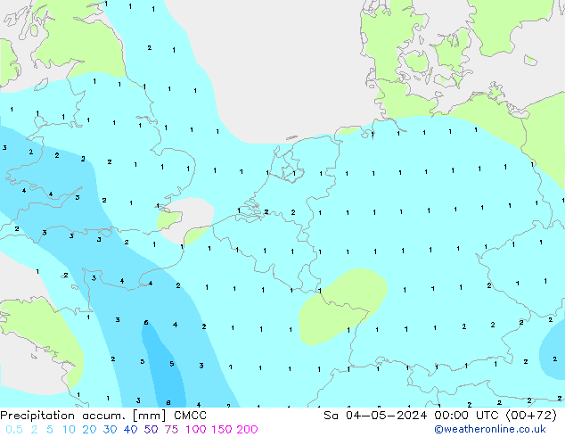 Precipitation accum. CMCC 星期六 04.05.2024 00 UTC