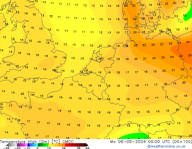 Temperature High (2m) CMCC Mo 06.05.2024 00 UTC