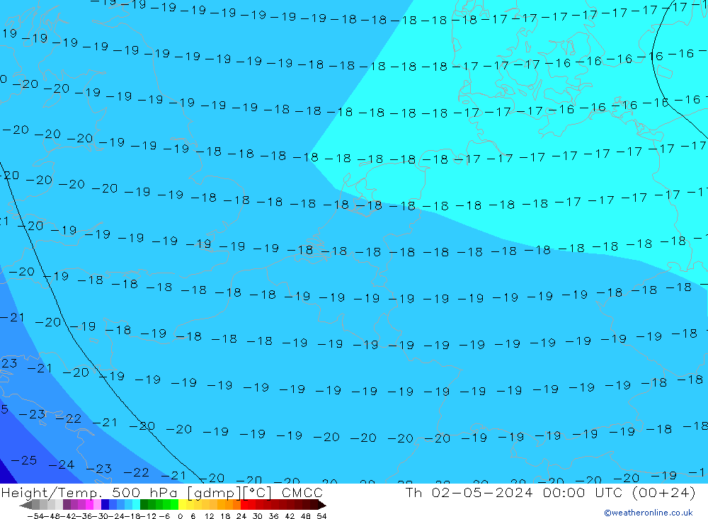 Height/Temp. 500 hPa CMCC Do 02.05.2024 00 UTC