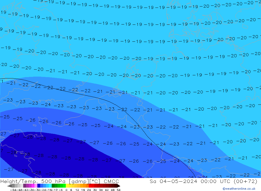 Yükseklik/Sıc. 500 hPa CMCC Cts 04.05.2024 00 UTC