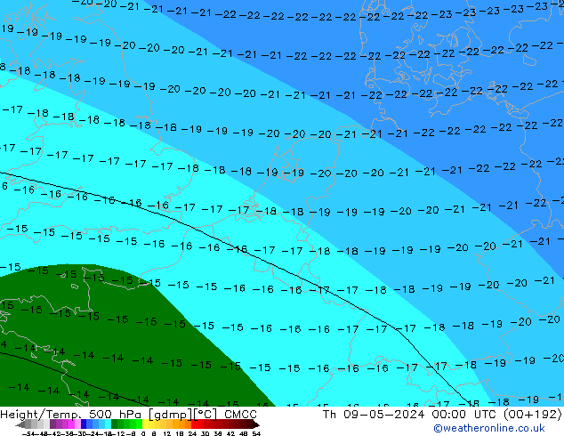 Height/Temp. 500 hPa CMCC Do 09.05.2024 00 UTC