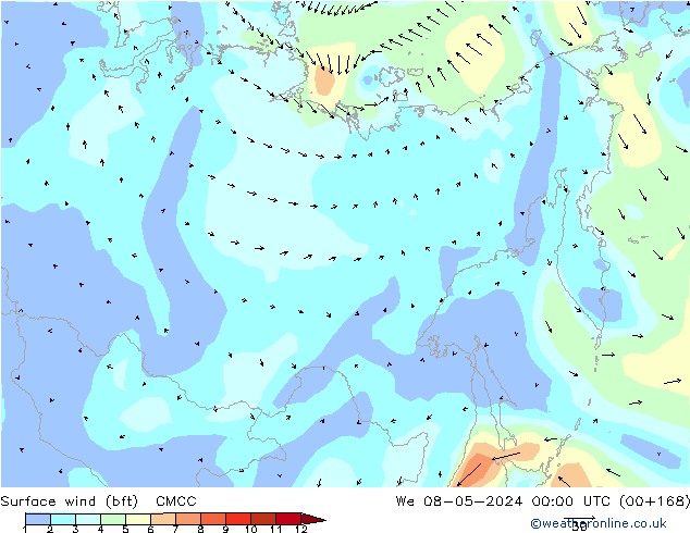 Surface wind (bft) CMCC We 08.05.2024 00 UTC