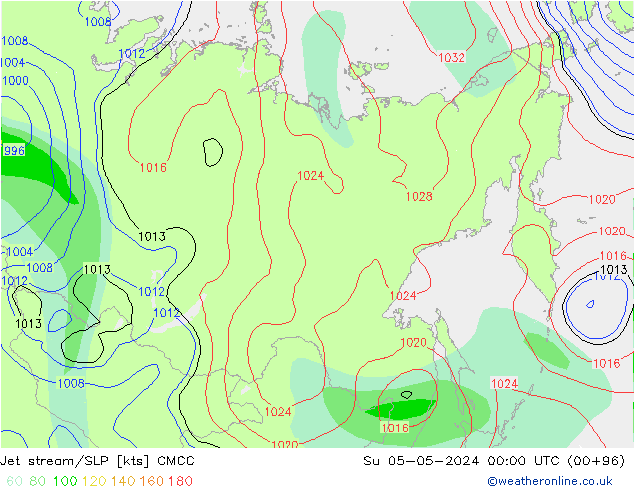 Jet stream CMCC Dom 05.05.2024 00 UTC