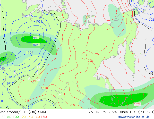 Prąd strumieniowy CMCC pon. 06.05.2024 00 UTC