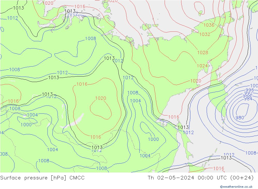 Atmosférický tlak CMCC Čt 02.05.2024 00 UTC