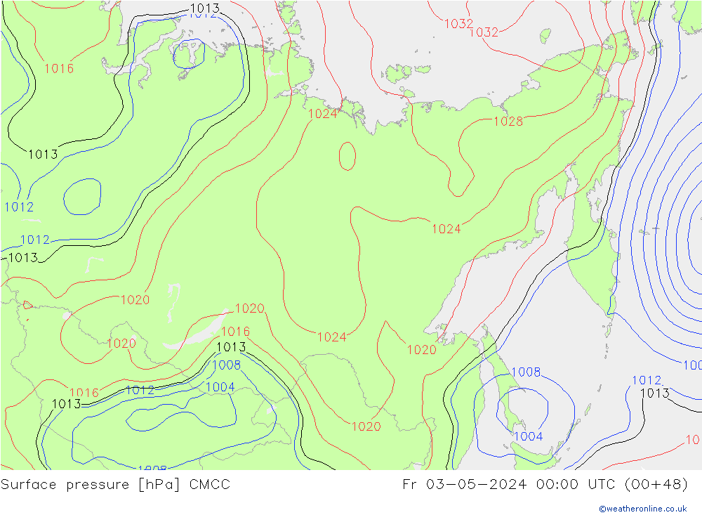 Luchtdruk (Grond) CMCC vr 03.05.2024 00 UTC