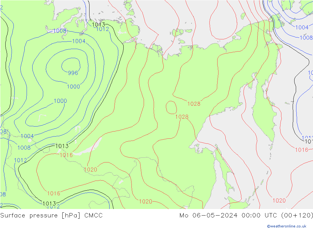 Surface pressure CMCC Mo 06.05.2024 00 UTC