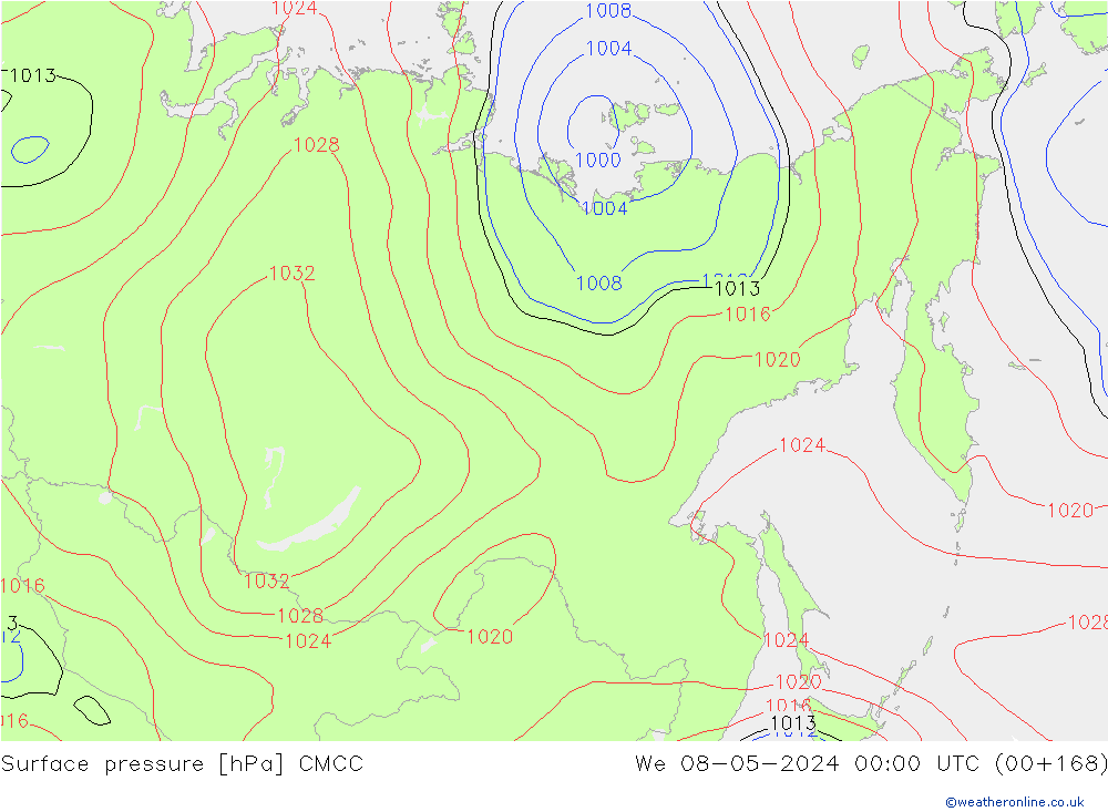 pressão do solo CMCC Qua 08.05.2024 00 UTC