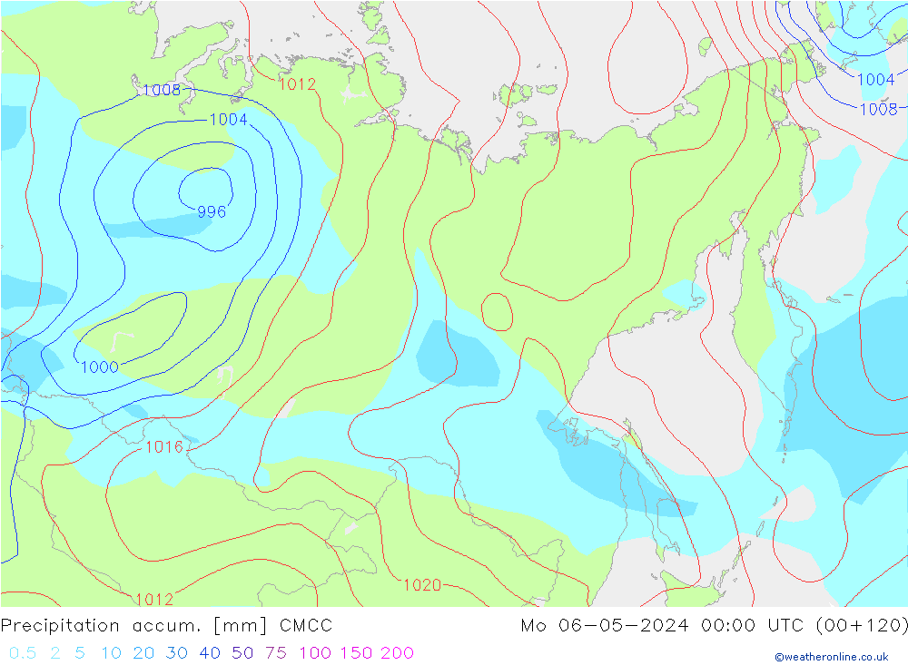 Precipitation accum. CMCC Mo 06.05.2024 00 UTC