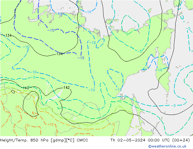 Height/Temp. 850 hPa CMCC Do 02.05.2024 00 UTC