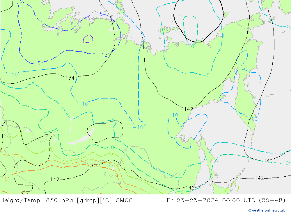 Height/Temp. 850 hPa CMCC Pá 03.05.2024 00 UTC