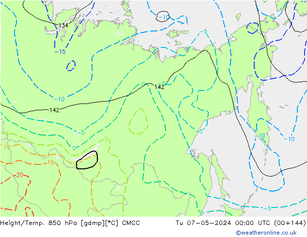 Height/Temp. 850 hPa CMCC wto. 07.05.2024 00 UTC