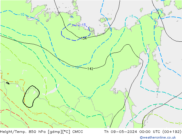 Height/Temp. 850 hPa CMCC Qui 09.05.2024 00 UTC