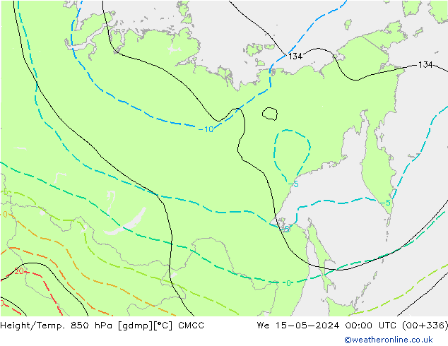 Height/Temp. 850 hPa CMCC śro. 15.05.2024 00 UTC