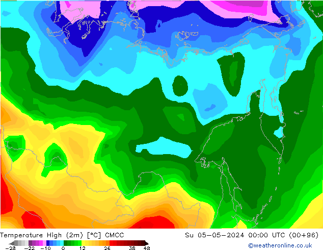 Temperatura máx. (2m) CMCC dom 05.05.2024 00 UTC