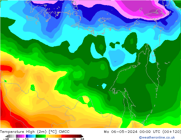 Nejvyšší teplota (2m) CMCC Po 06.05.2024 00 UTC