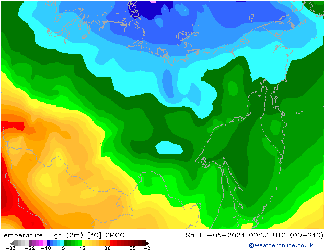 Nejvyšší teplota (2m) CMCC So 11.05.2024 00 UTC