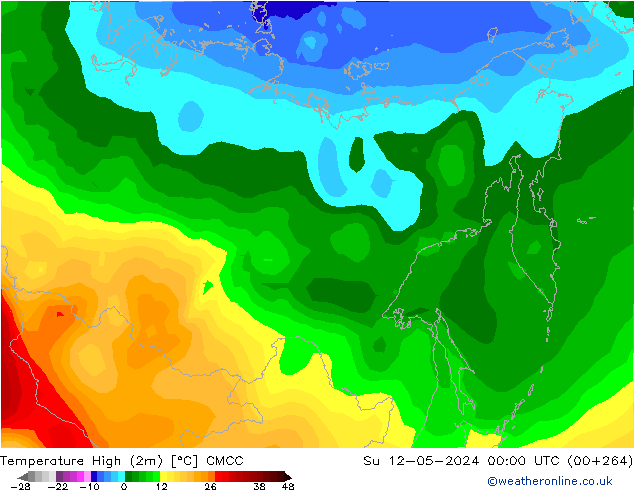 température 2m max CMCC dim 12.05.2024 00 UTC