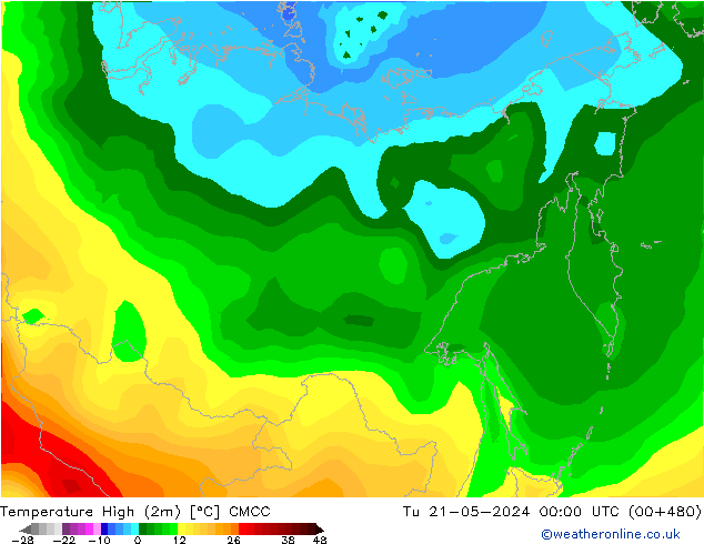 Temperatura máx. (2m) CMCC mar 21.05.2024 00 UTC