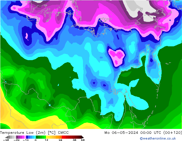 Temperature Low (2m) CMCC Mo 06.05.2024 00 UTC