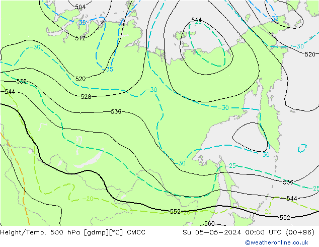 Hoogte/Temp. 500 hPa CMCC zo 05.05.2024 00 UTC