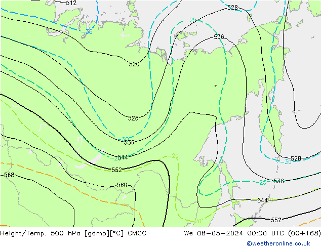 Hoogte/Temp. 500 hPa CMCC wo 08.05.2024 00 UTC