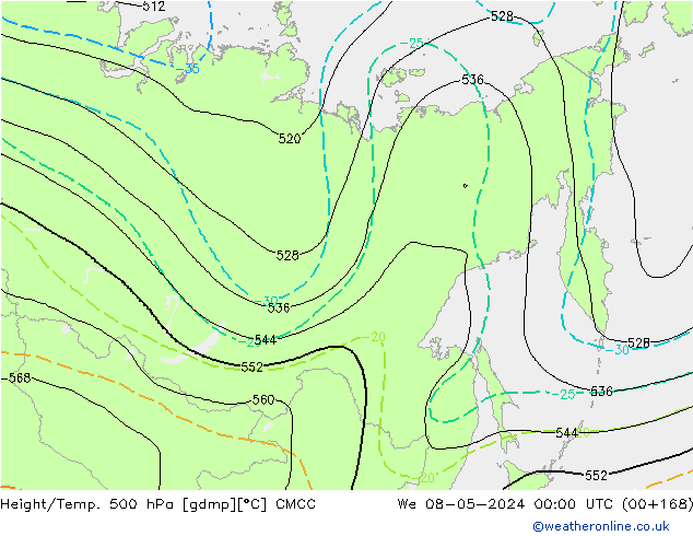 Height/Temp. 500 гПа CMCC ср 08.05.2024 00 UTC