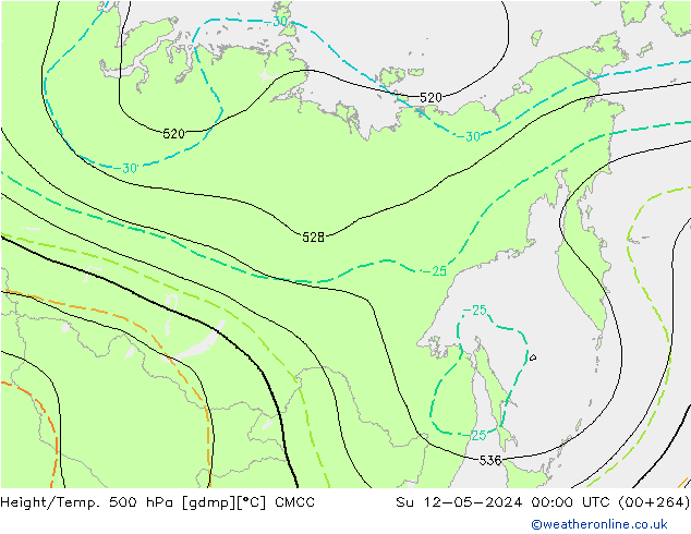 Hoogte/Temp. 500 hPa CMCC zo 12.05.2024 00 UTC