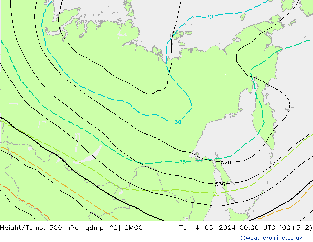 Yükseklik/Sıc. 500 hPa CMCC Sa 14.05.2024 00 UTC