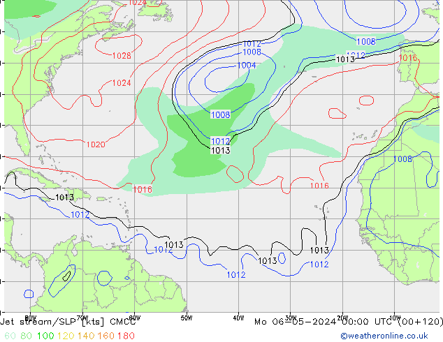 Corriente en chorro CMCC lun 06.05.2024 00 UTC