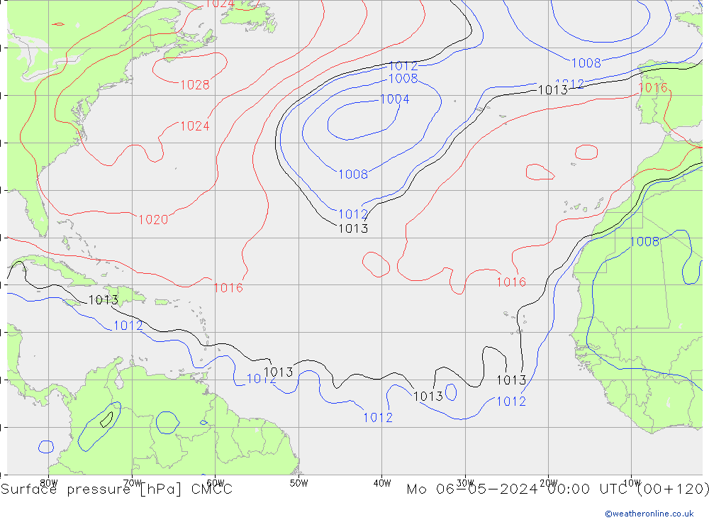 Presión superficial CMCC lun 06.05.2024 00 UTC