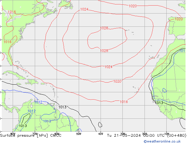 Pressione al suolo CMCC mar 21.05.2024 00 UTC